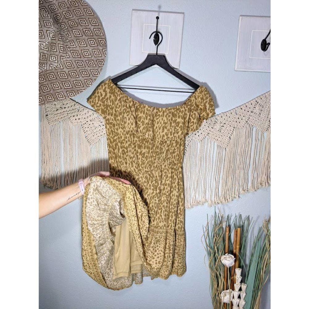 Leopard Print Off Shoulder Dress - Picture 2 of 15
